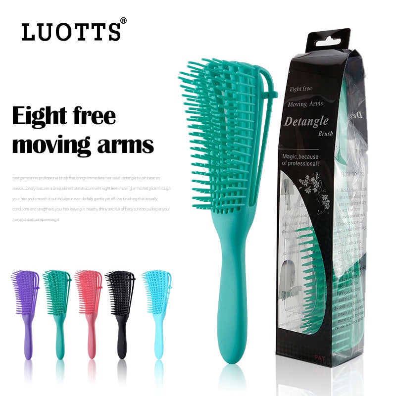 NNEDSZ 3PCS Green Octopus-Style Detangling Brush - 8 Flexible Arms for Effortless Hair Styling-1